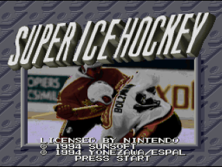 Super Hockey '94 title screen for Super Famicom